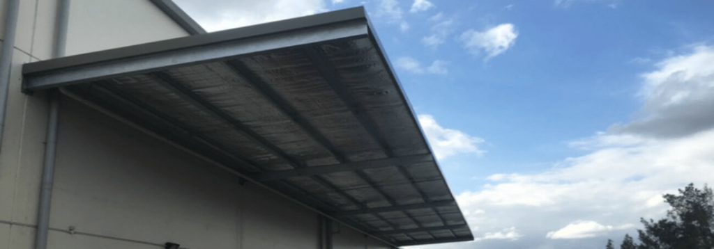 View of Cantilever industrial shed awning, Sydney