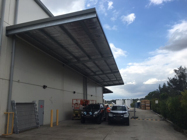 Cantilever Awning on Sydney industrial shed