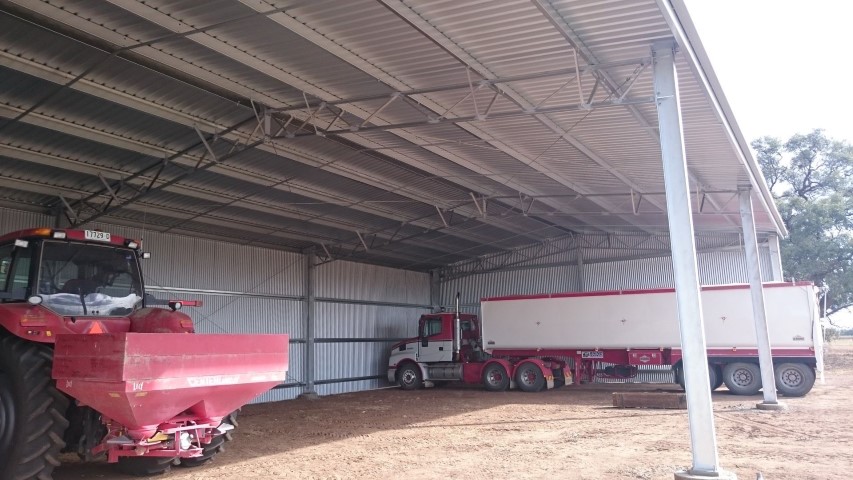 View of the inside of a completed farm shed in Coleambally