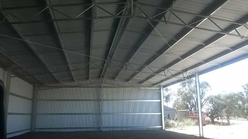 Inside of completed Coleambally farm shed
